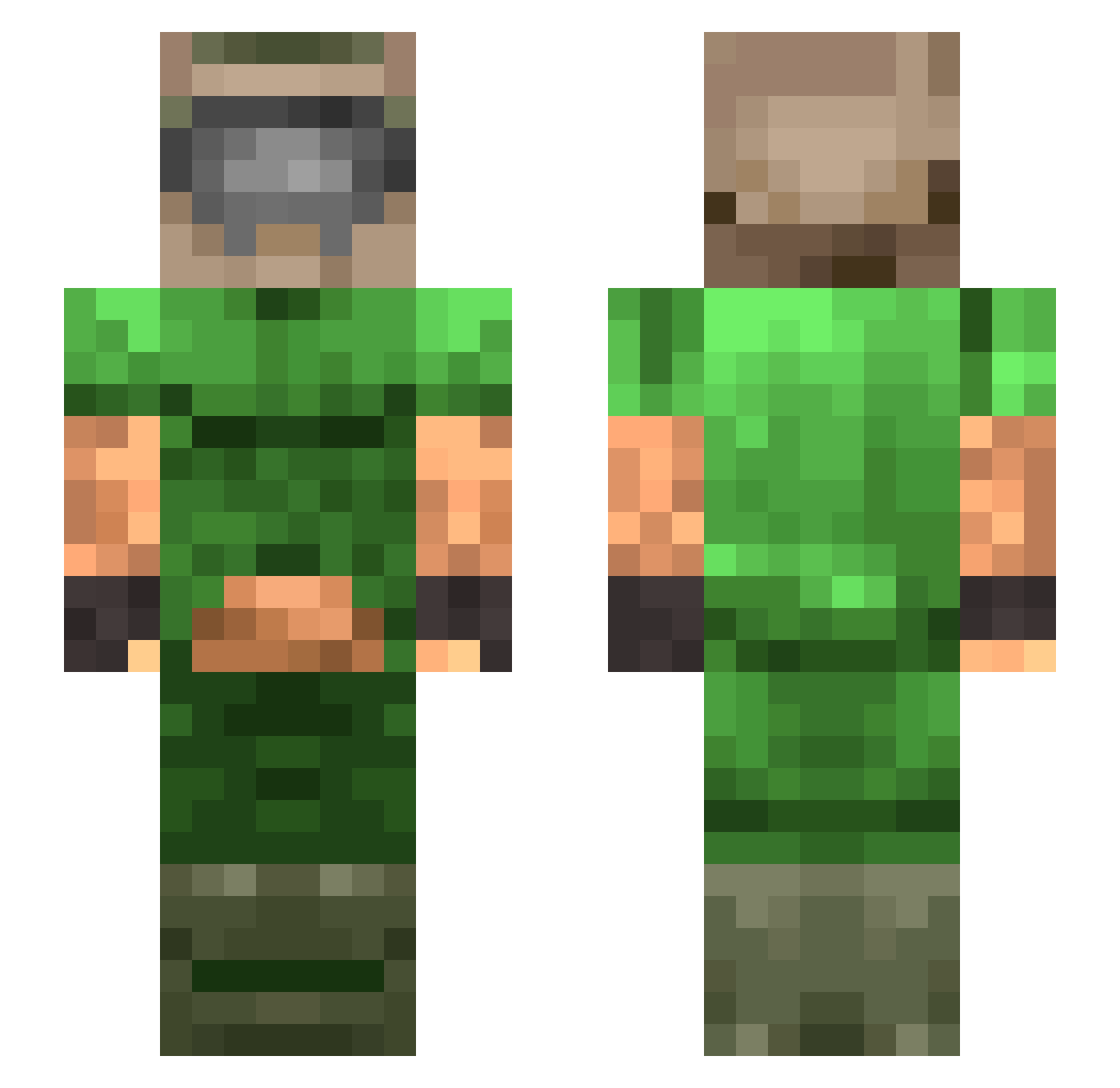75B Minecraft skin, front and back view