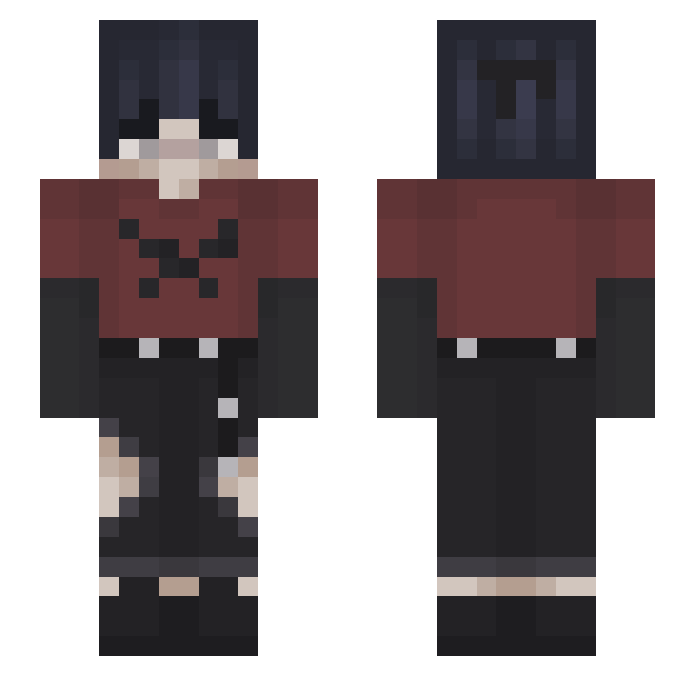 Sqicer Minecraft skin, front and back view
