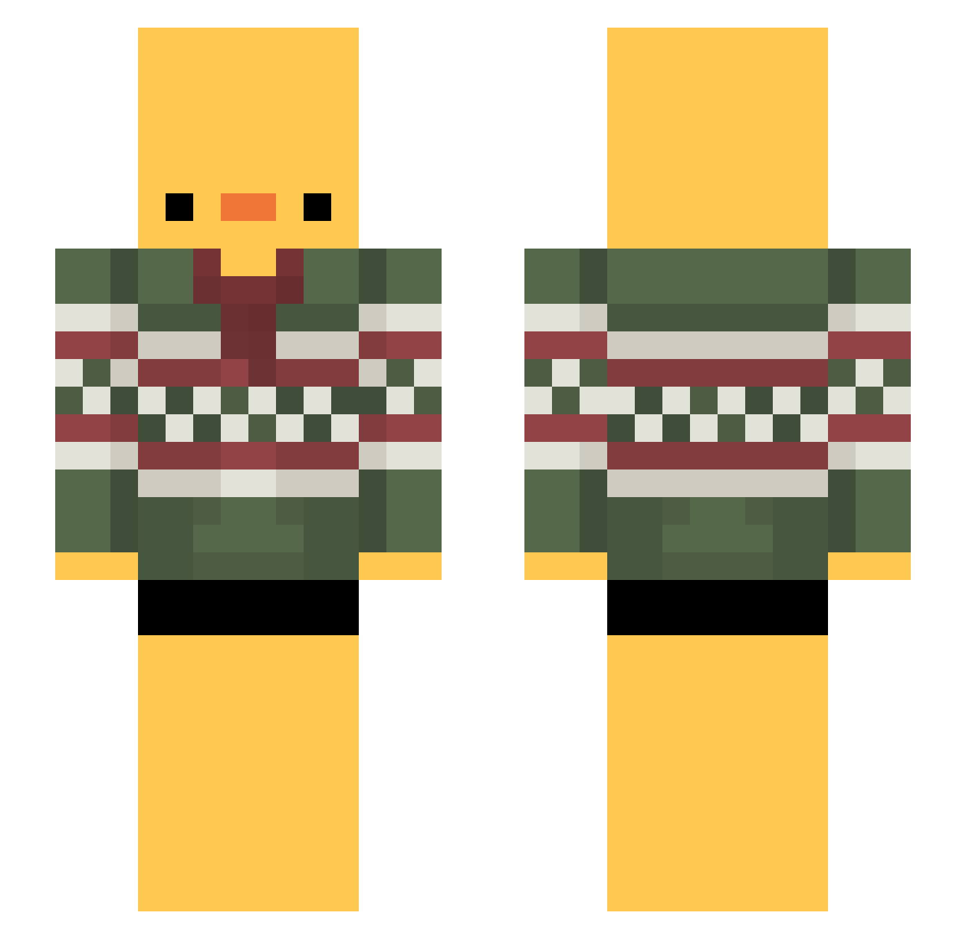 uvanuva Minecraft skin, front and back view