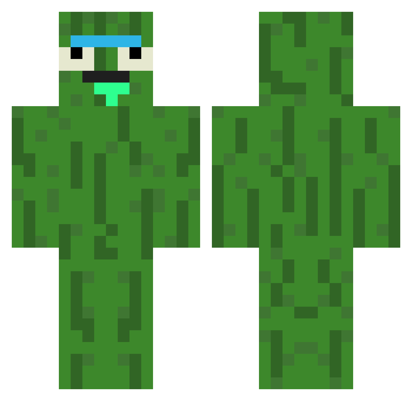 Simpotron Minecraft skin, front and back view