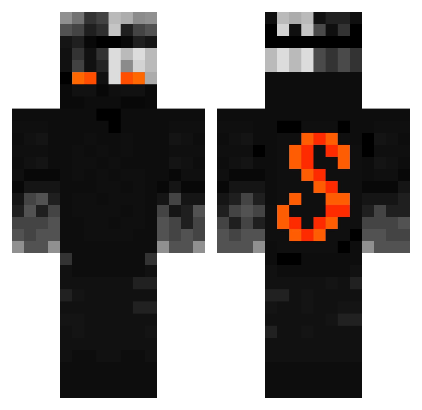 ShootFire_ Minecraft skin, front and back view