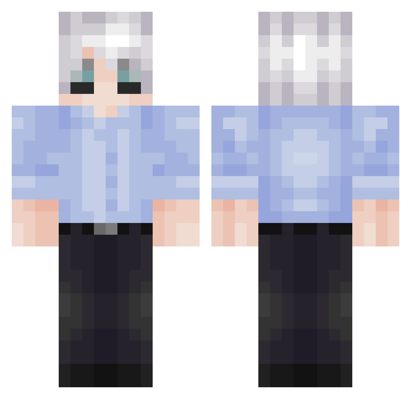 Cookiethrowingma Minecraft skin, front and back view