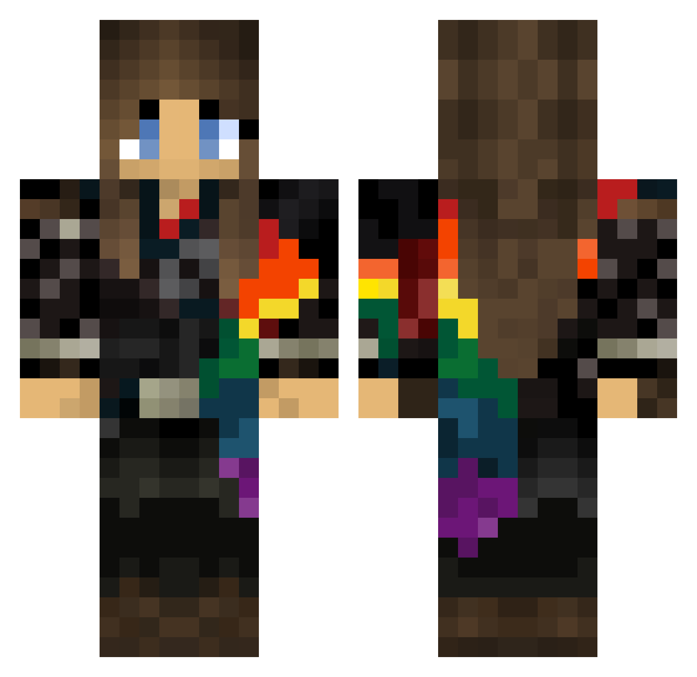 RedDaughter Minecraft skin, front and back view