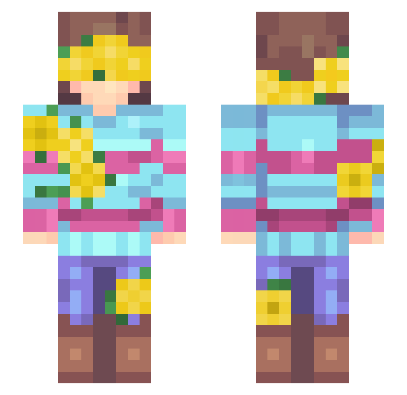 Rainbow821 Minecraft skin, front and back view