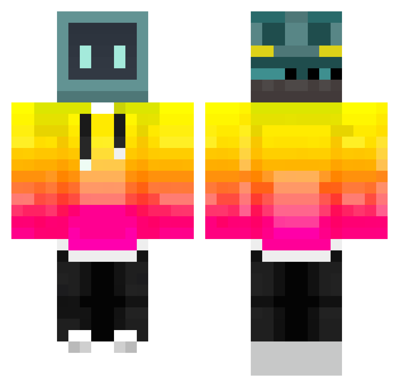 Prometheus163 Minecraft skin, front and back view
