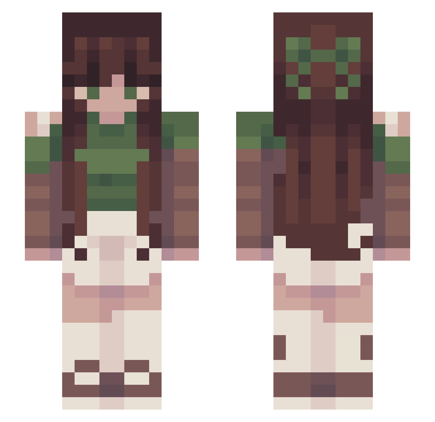 ribbitsaur Minecraft skin, front and back view