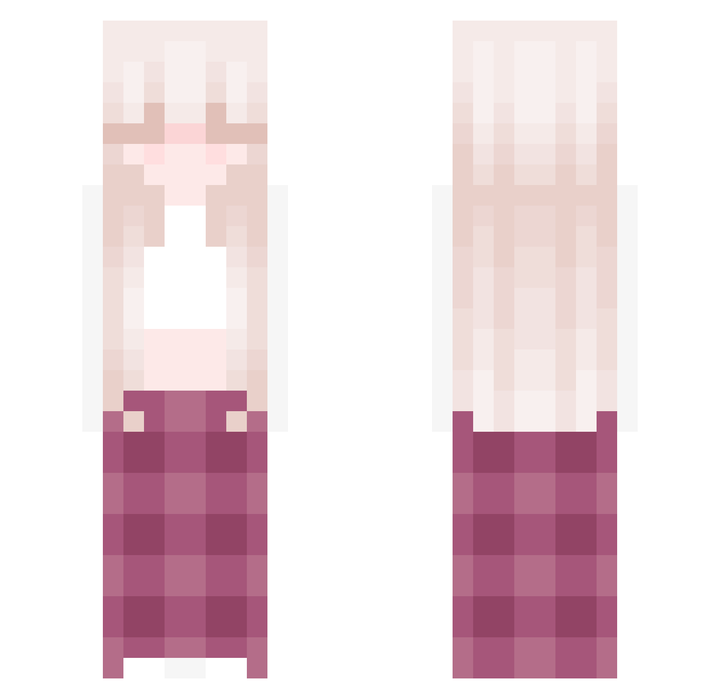 sqirel Minecraft skin, front and back view