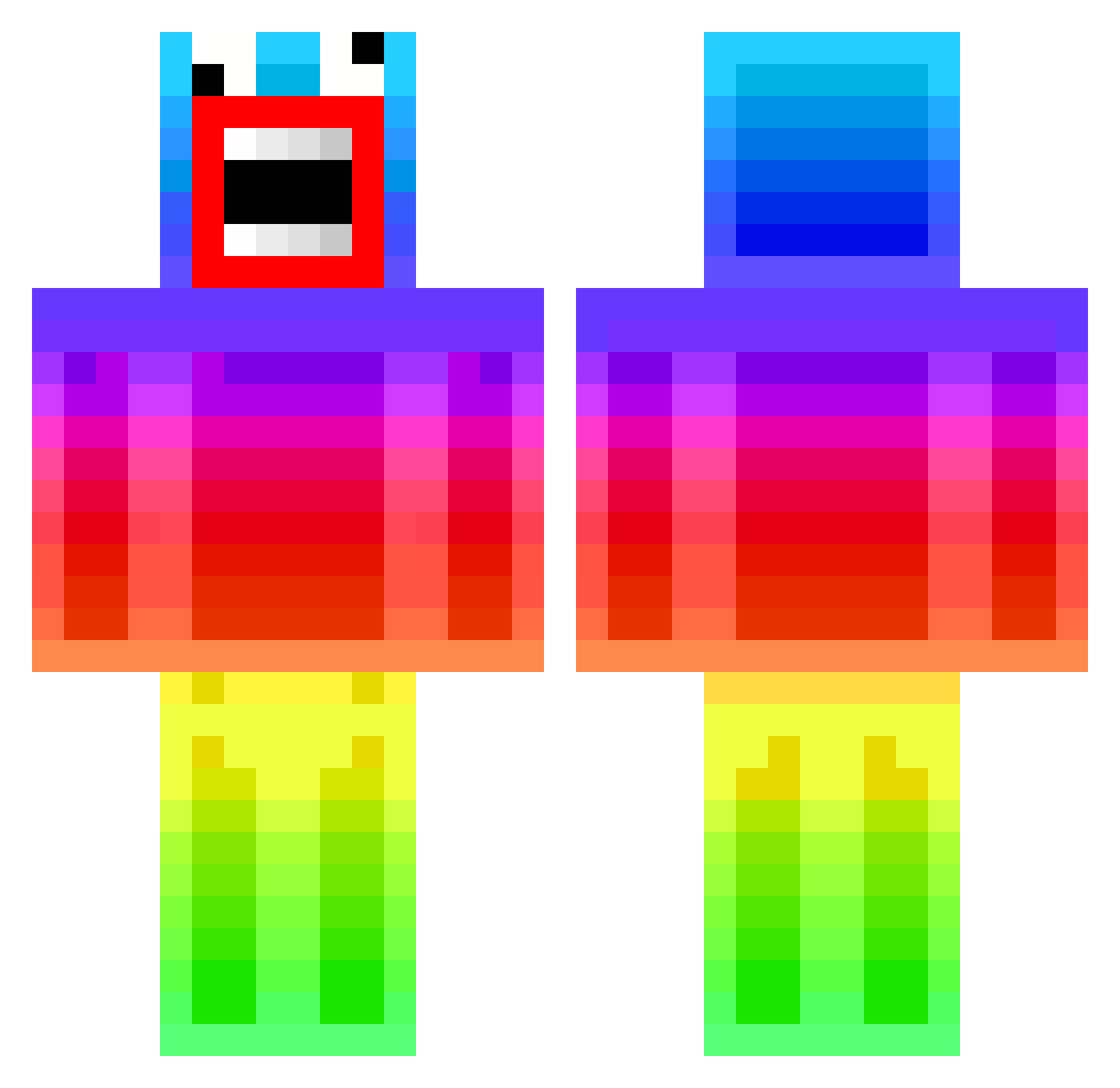 Santalawlz Minecraft skin, front and back view