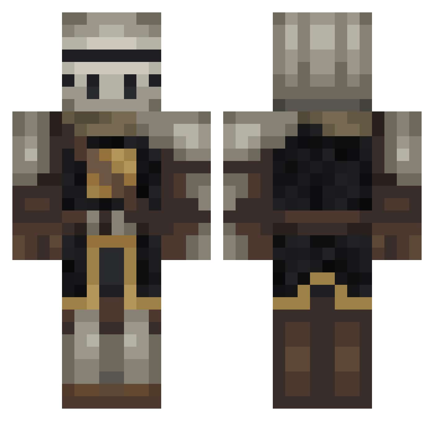 Hantuch Minecraft skin, front and back view