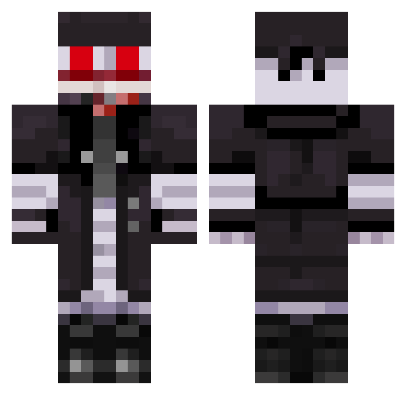 WDraster Minecraft skin, front and back view