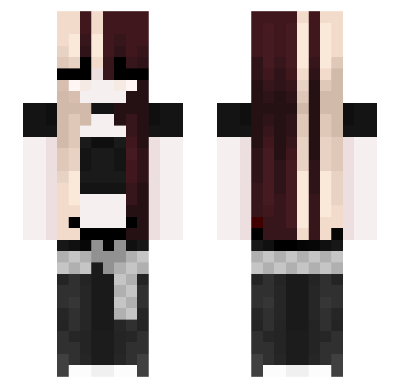 IrisGraceHu Minecraft skin, front and back view
