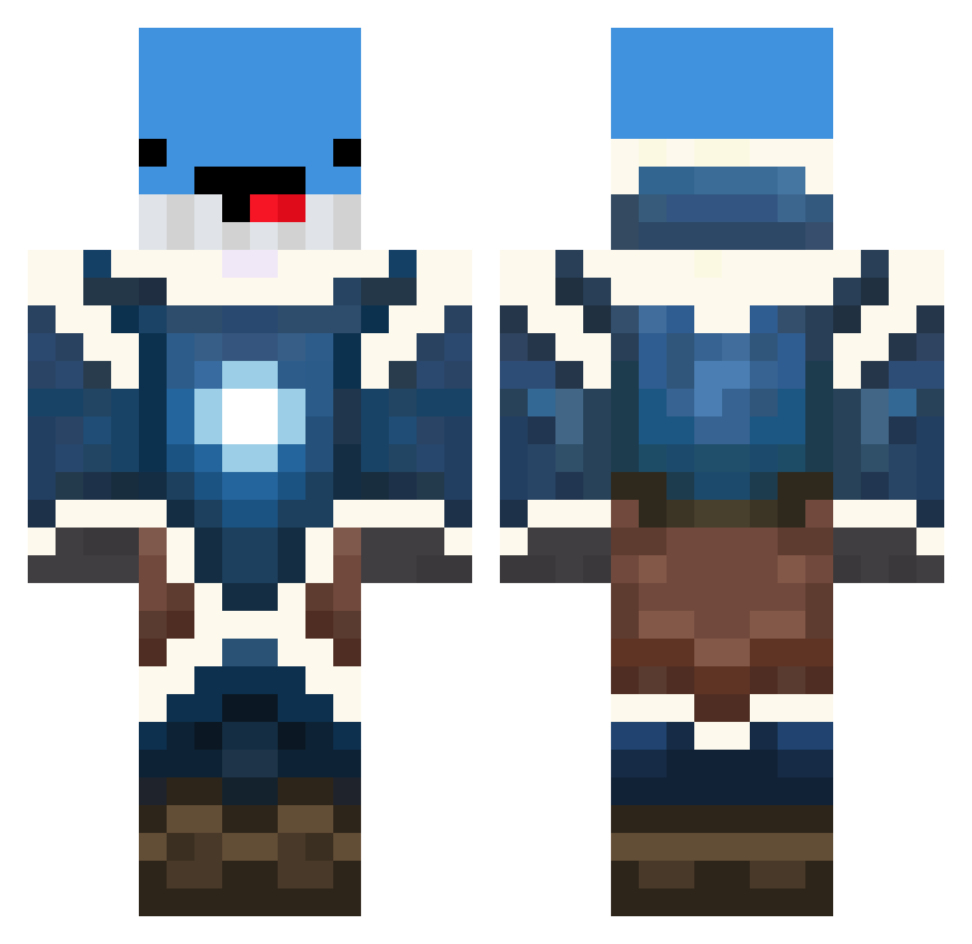Cintagram Minecraft skin, front and back view