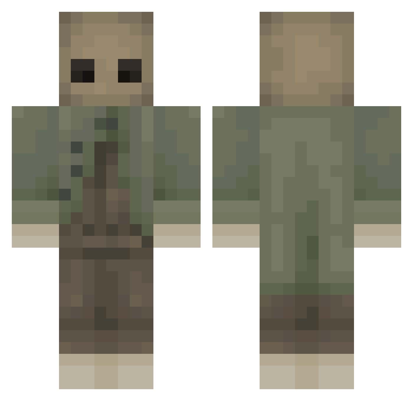 maxlikesfrogs Minecraft skin, front and back view