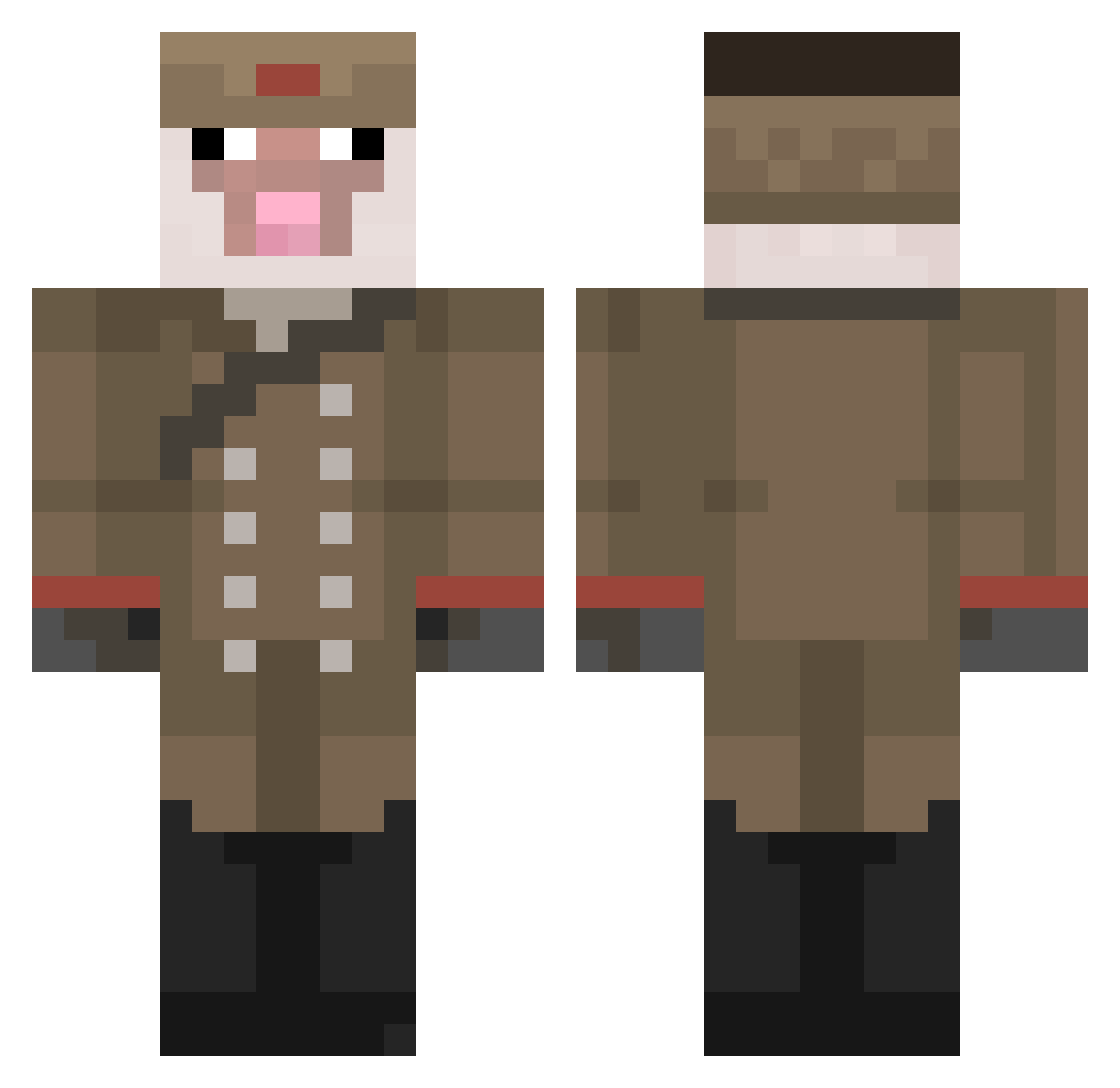Aulew Minecraft skin, front and back view