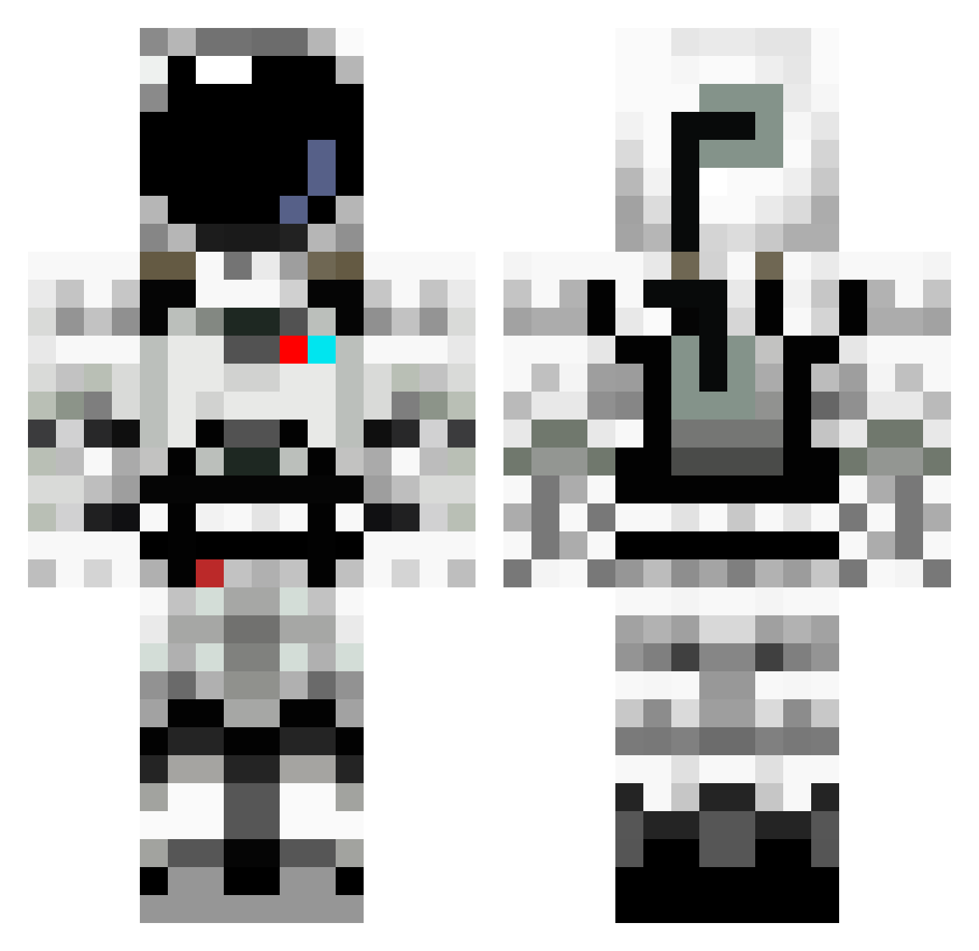 TwiTleT Minecraft skin, front and back view