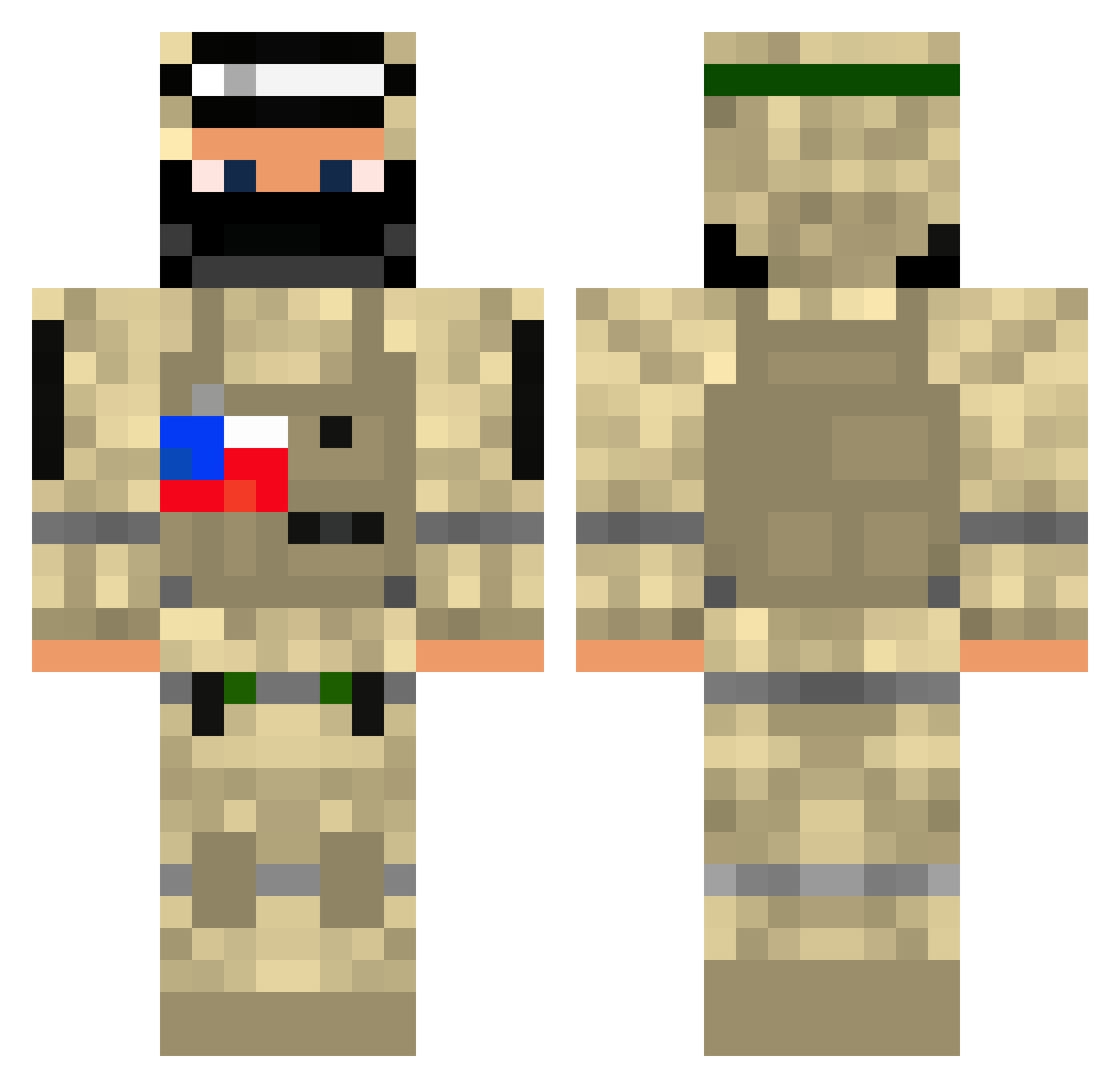 Turnout Minecraft skin, front and back view