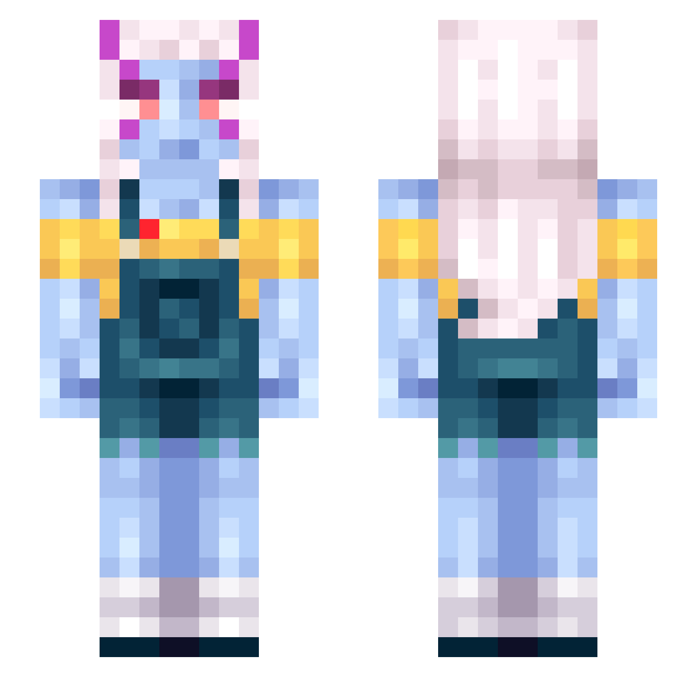 Sysn Minecraft skin, front and back view