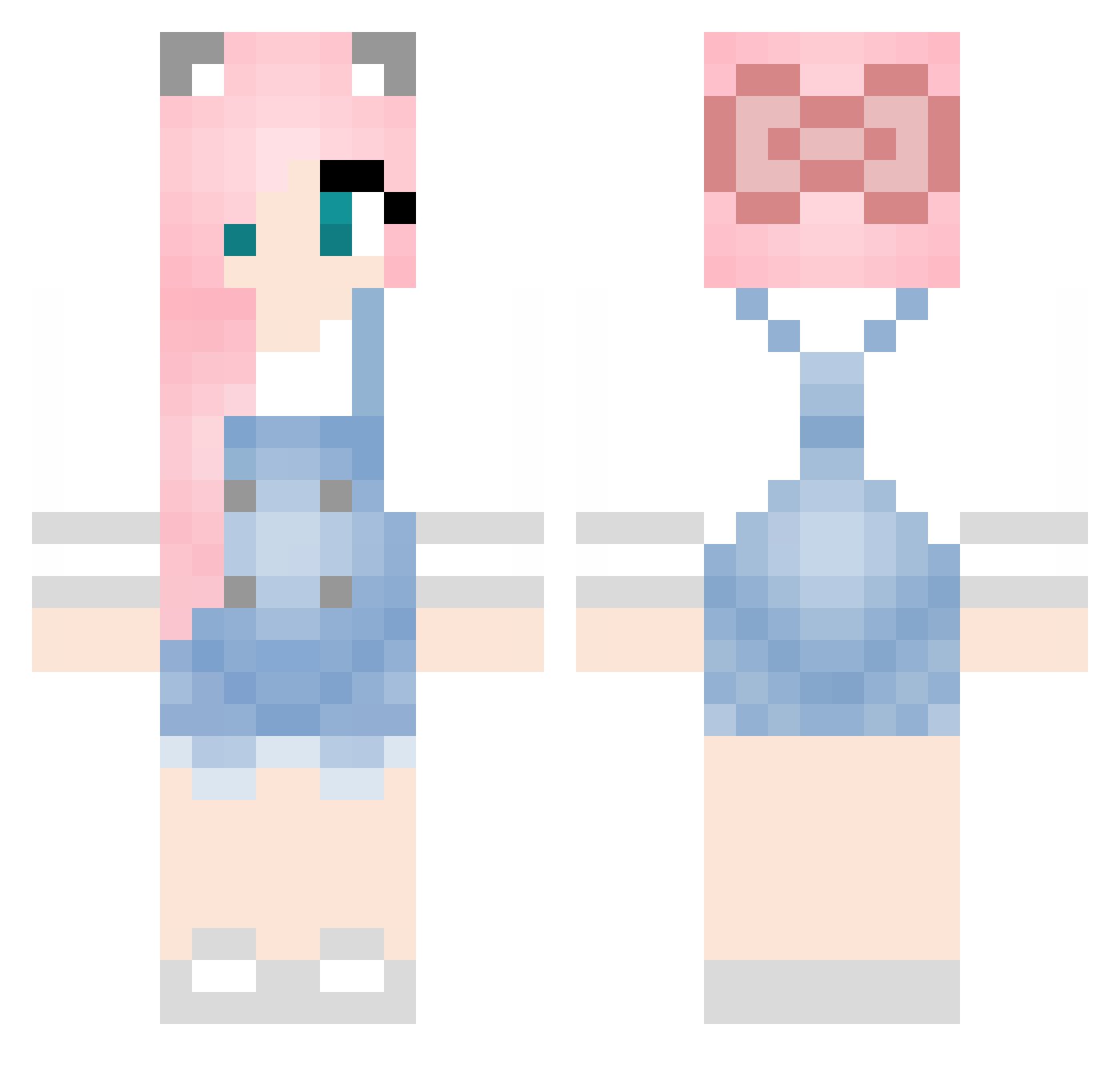JuliAnne Minecraft skin, front and back view