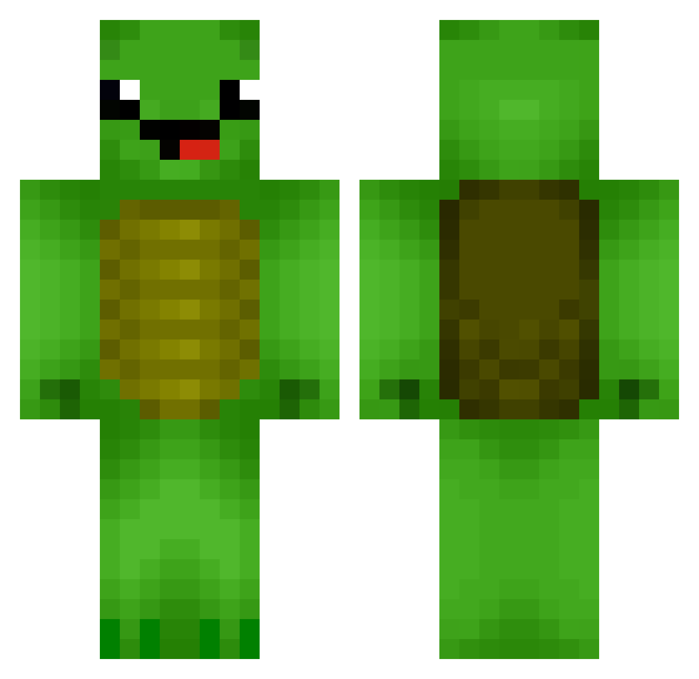 SightedTortoise Minecraft skin, front and back view