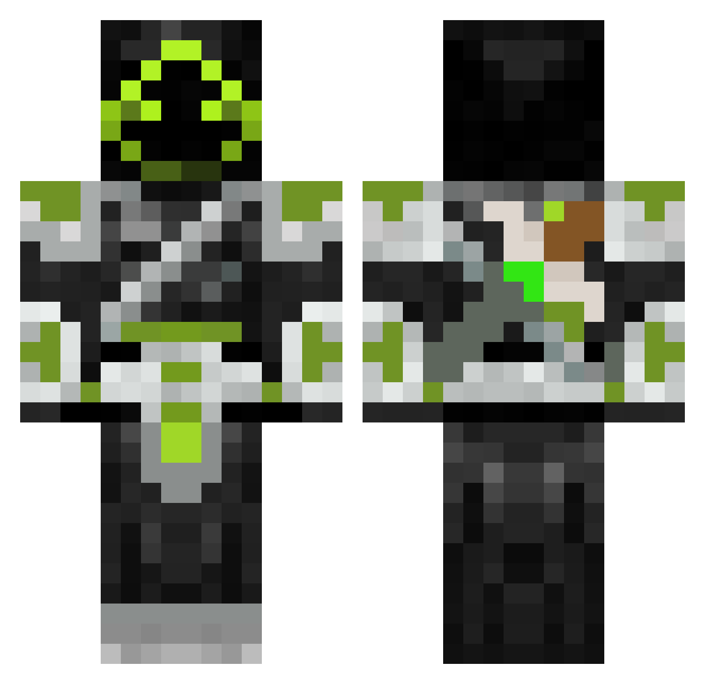 RRidder Minecraft skin, front and back view