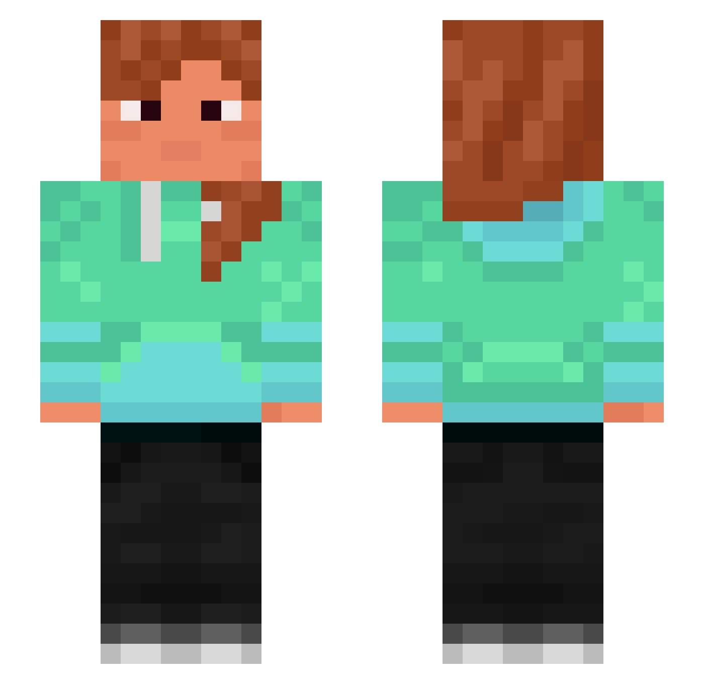Gamefox30 Minecraft skin, front and back view