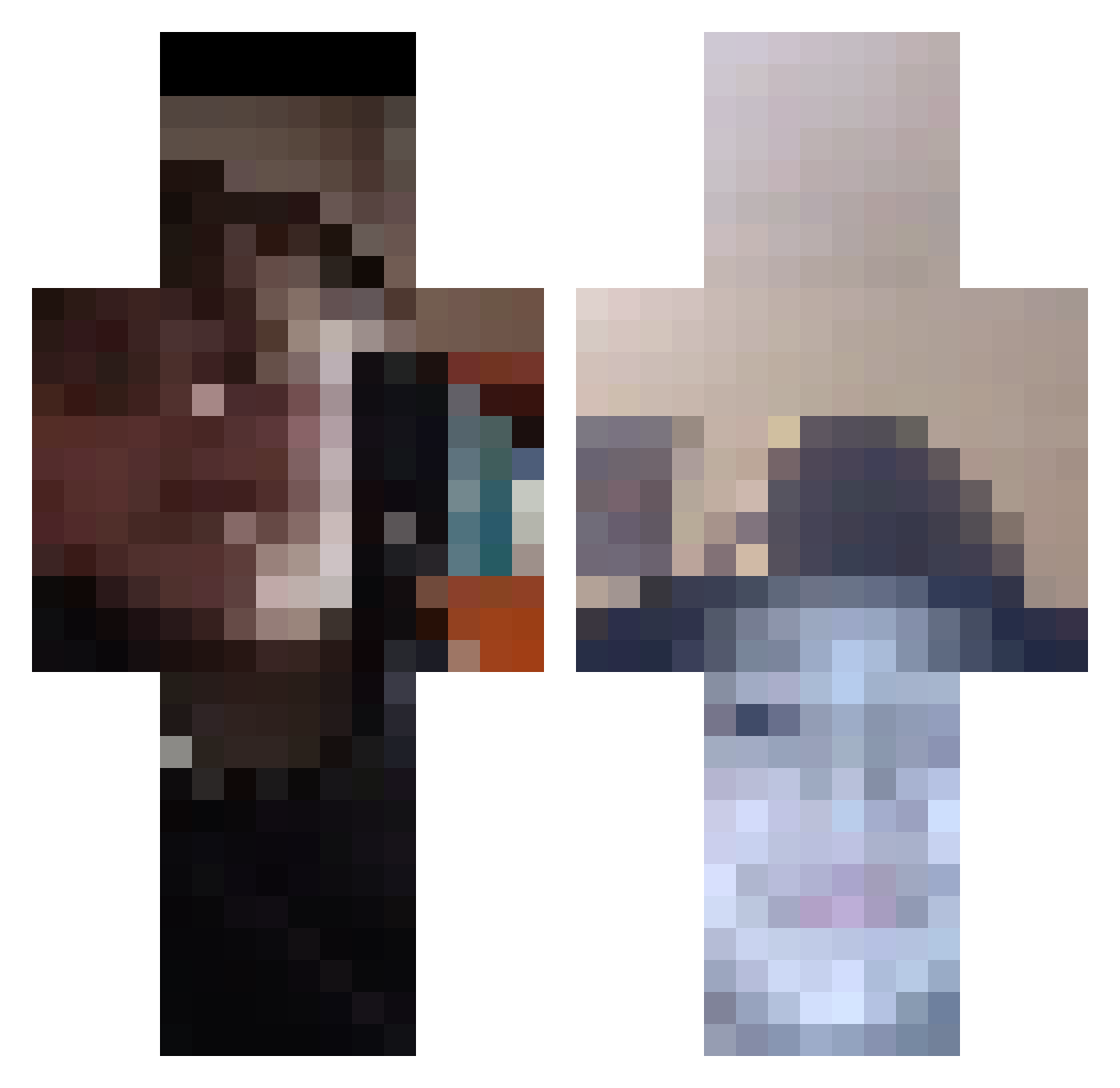 qDion Minecraft skin, front and back view