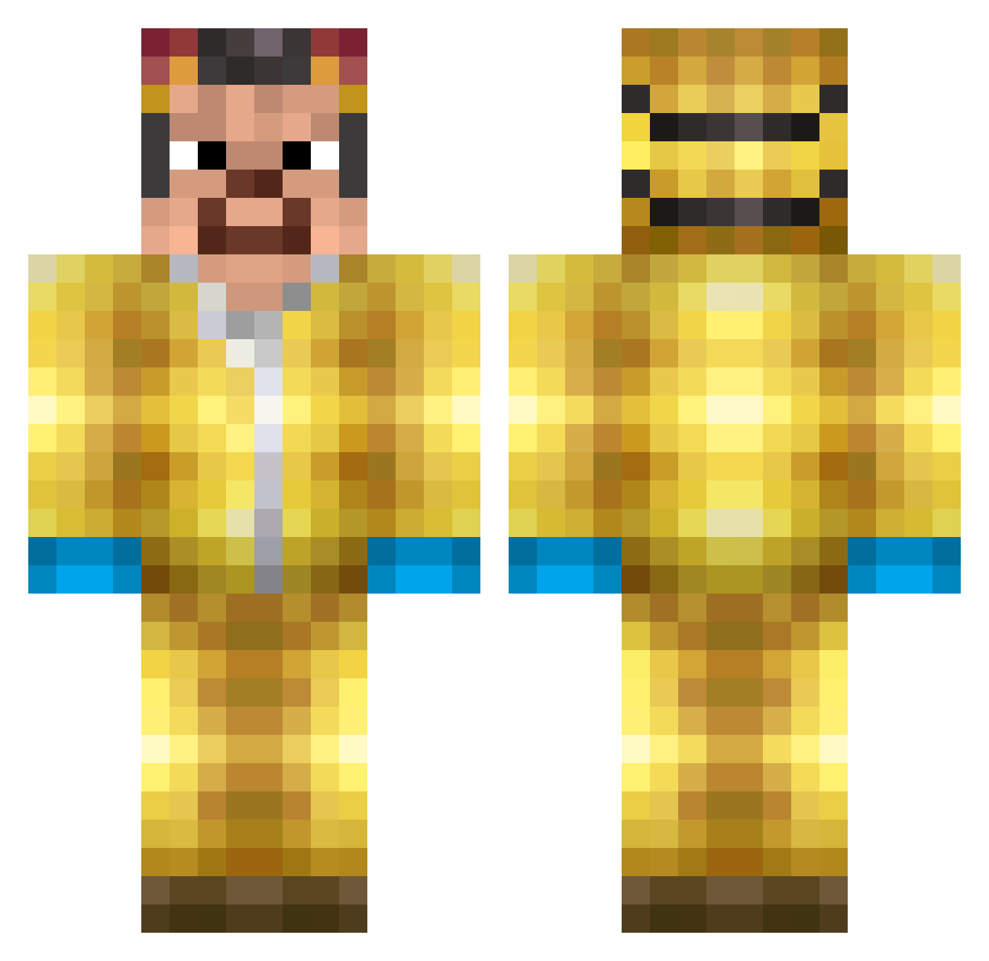 ungelehrter Minecraft skin, front and back view