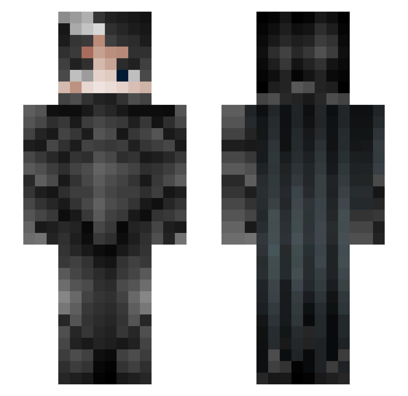 PriSauy Minecraft skin, front and back view