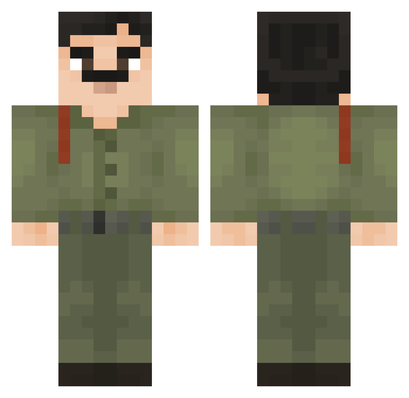 DaBloccy Minecraft skin, front and back view