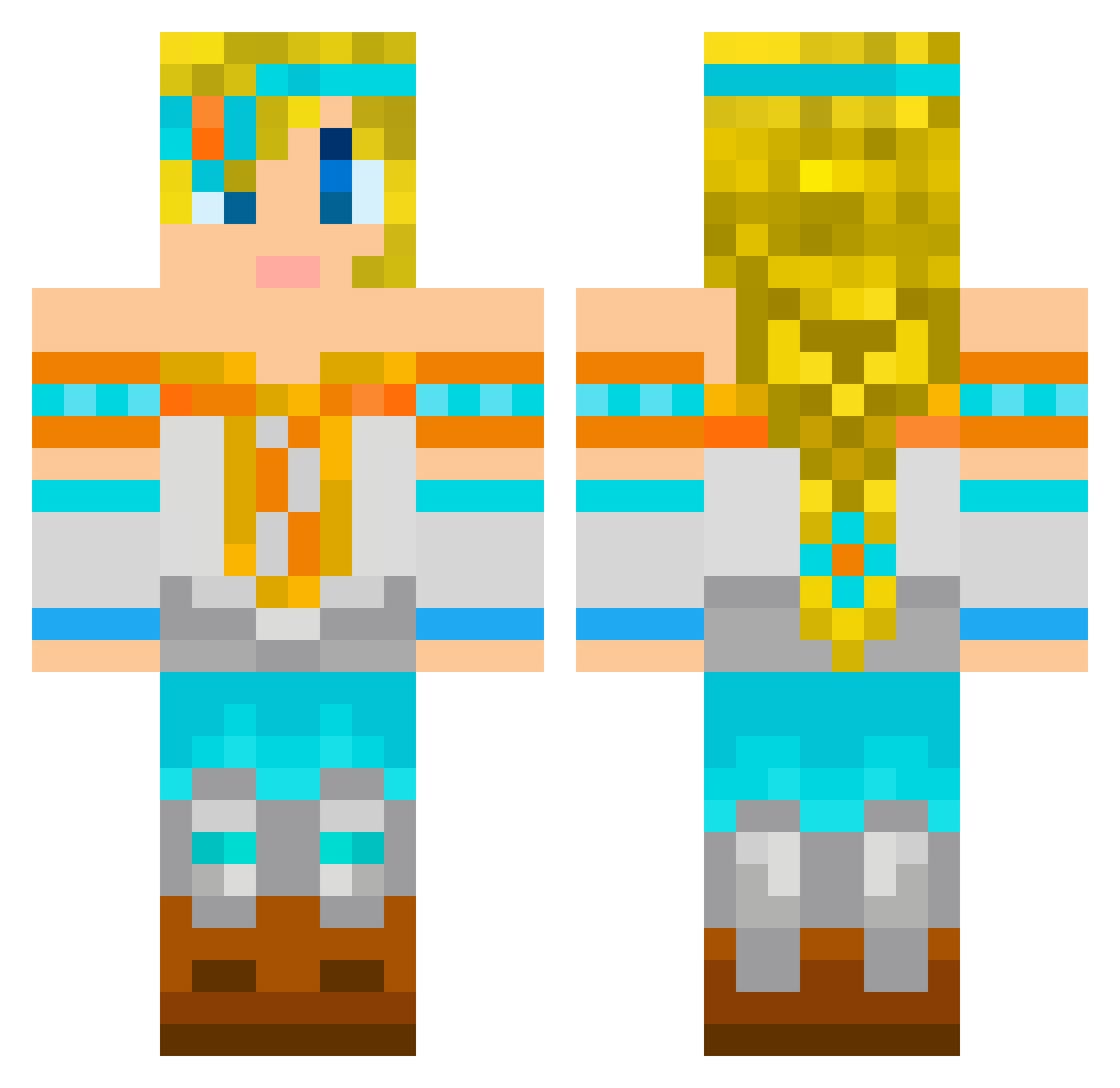 mazetastic Minecraft skin, front and back view