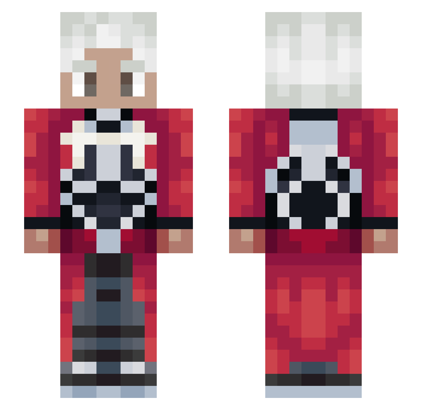 Wh3t Minecraft skin, front and back view