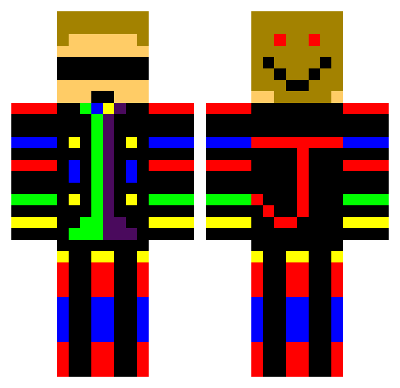 Straggler Minecraft skin, front and back view