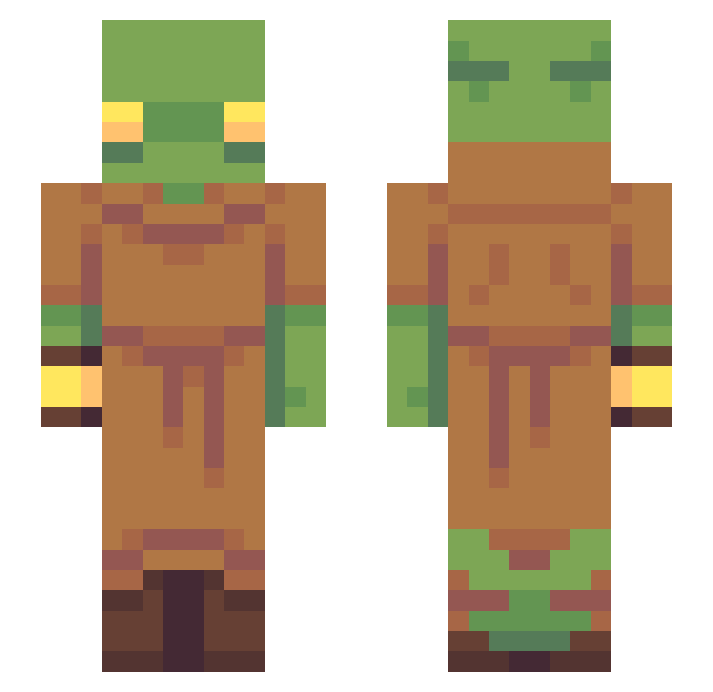 Plesiore Minecraft skin, front and back view
