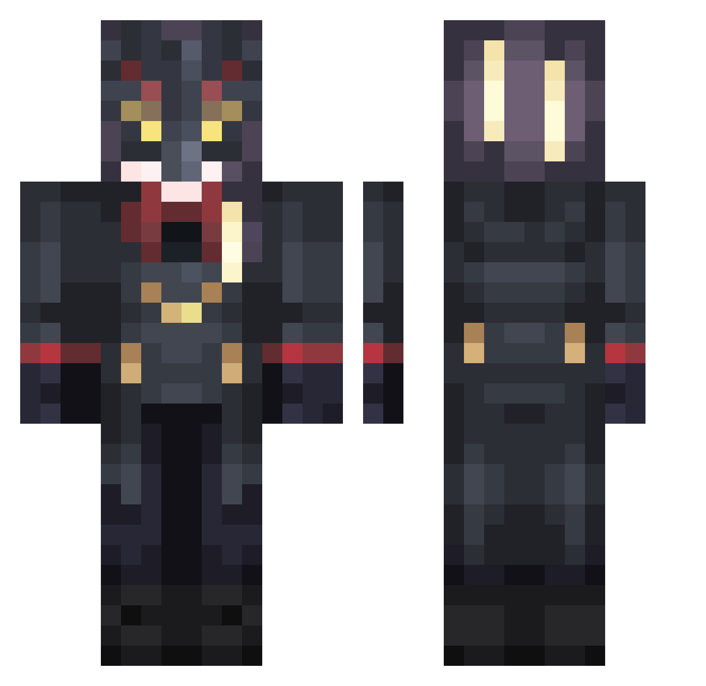 ShadeRedacted Minecraft skin, front and back view