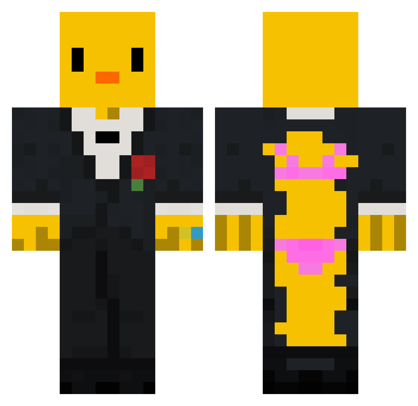 yutery Minecraft skin, front and back view