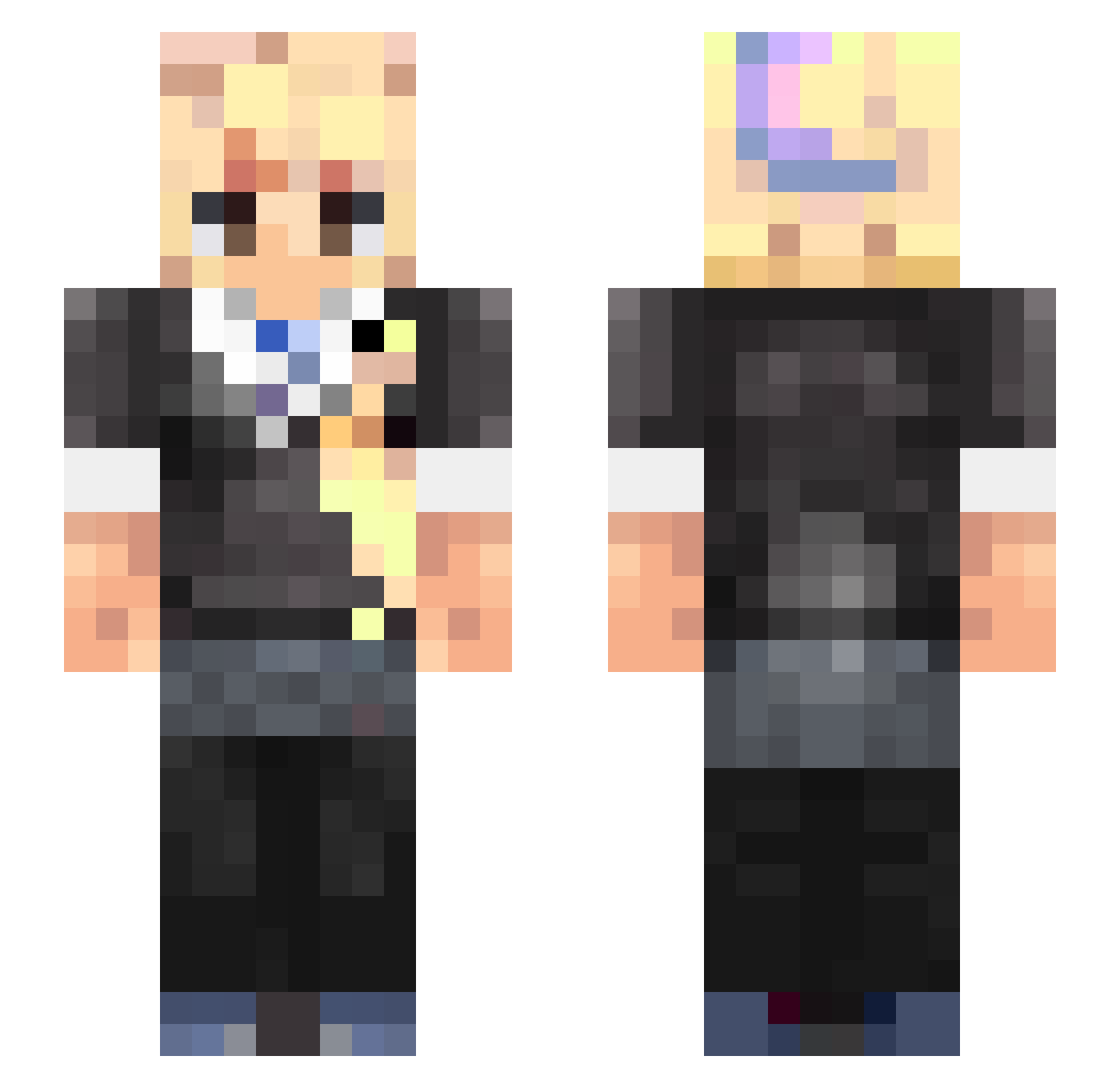 SentinelAstra Minecraft skin, front and back view