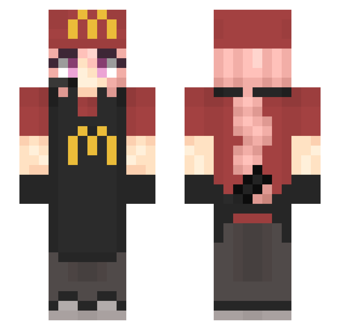 ToastyGoose Minecraft skin, front and back view