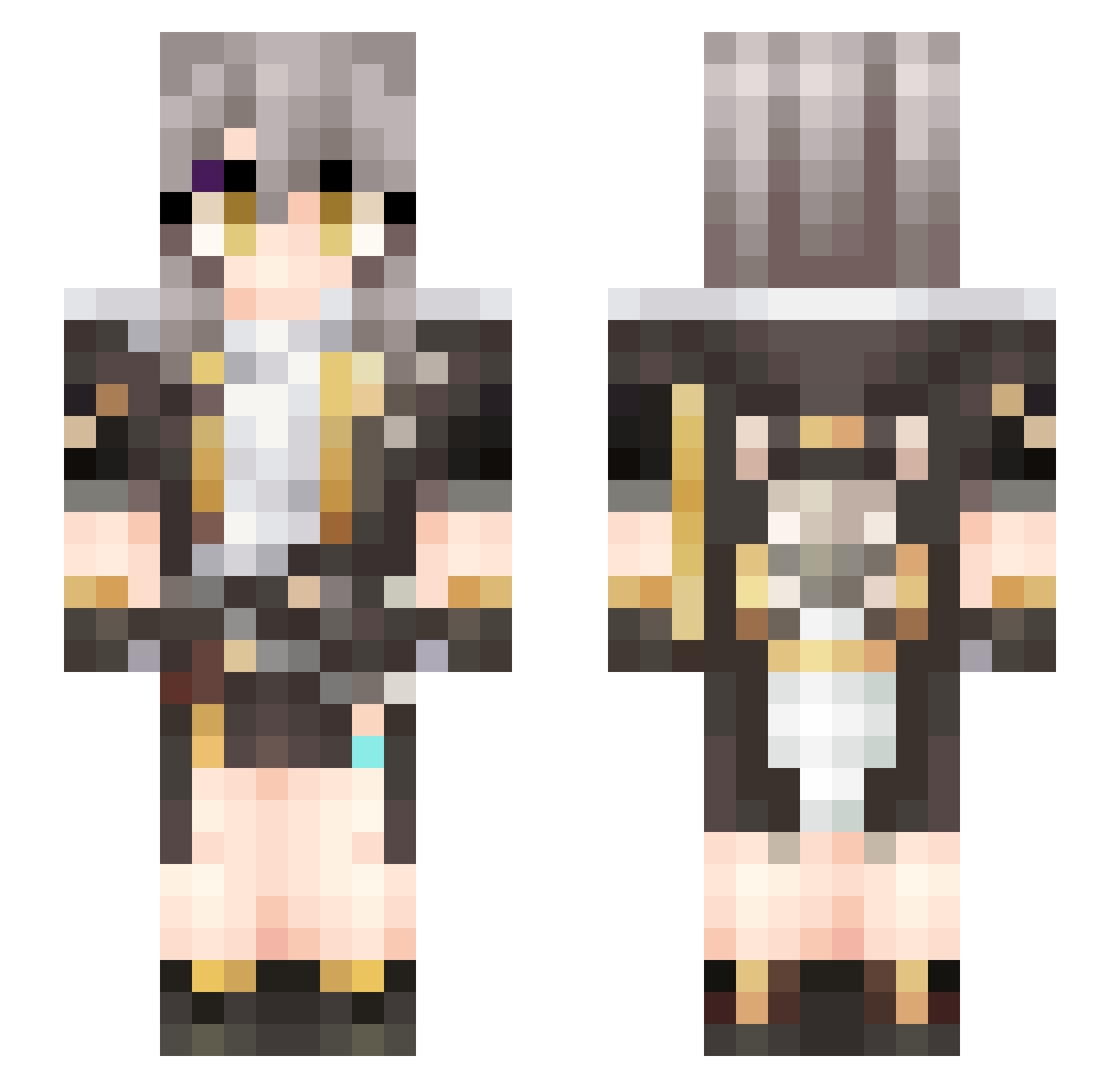 hihihifye Minecraft skin, front and back view
