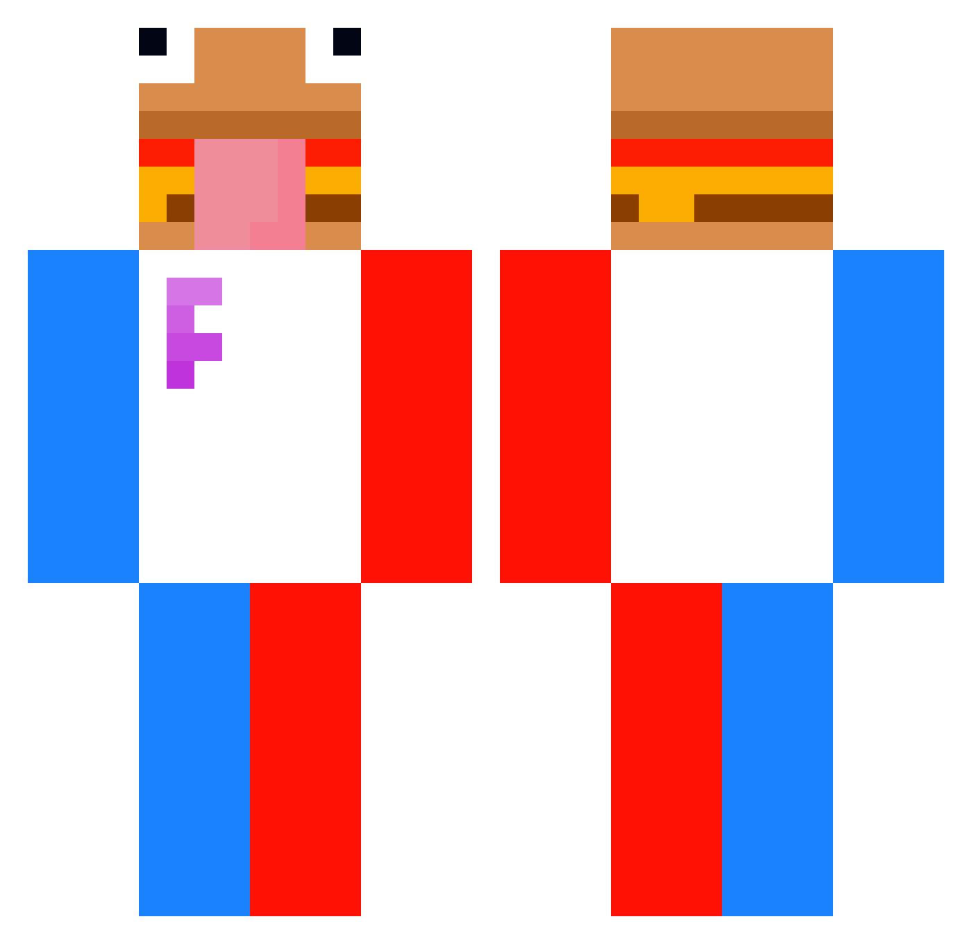 nqyr Minecraft skin, front and back view