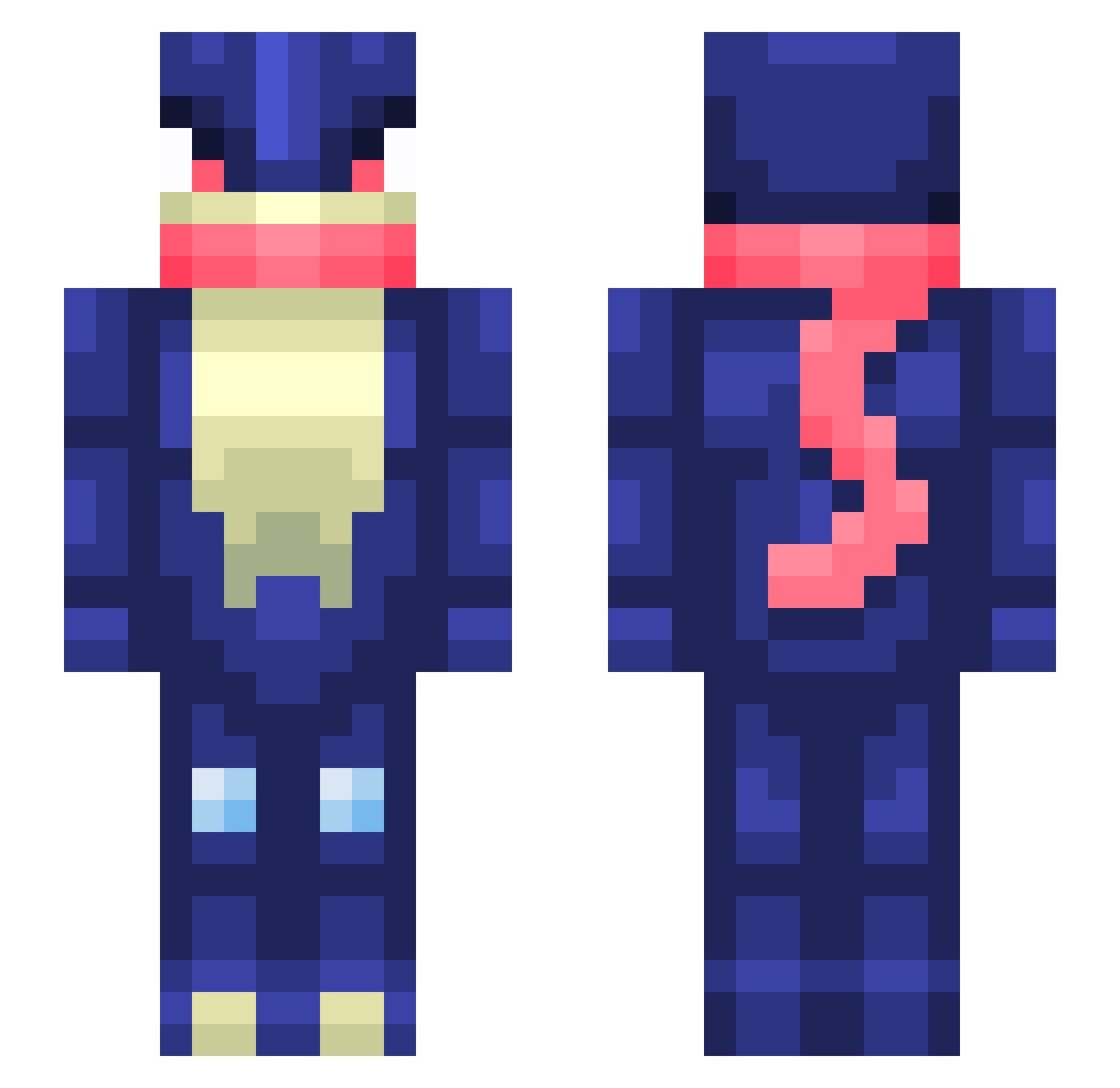 Icegans Minecraft skin, front and back view