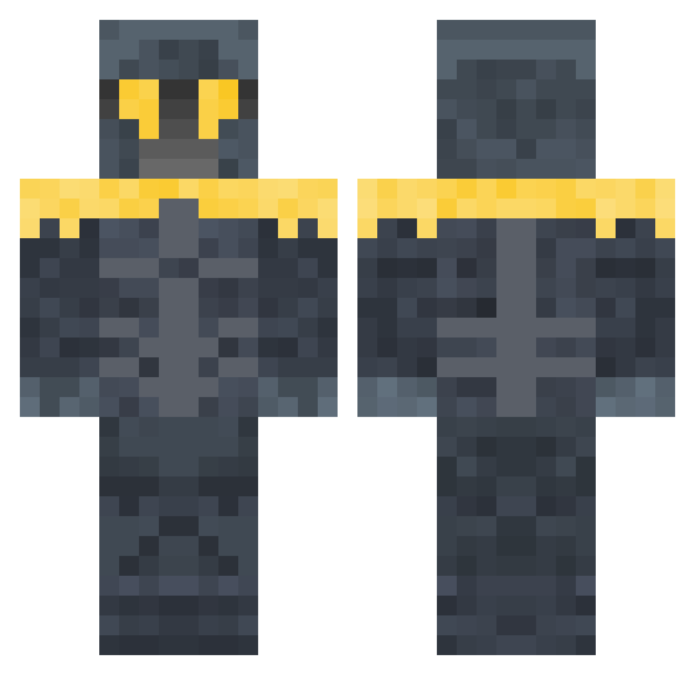 Rake0 Minecraft skin, front and back view