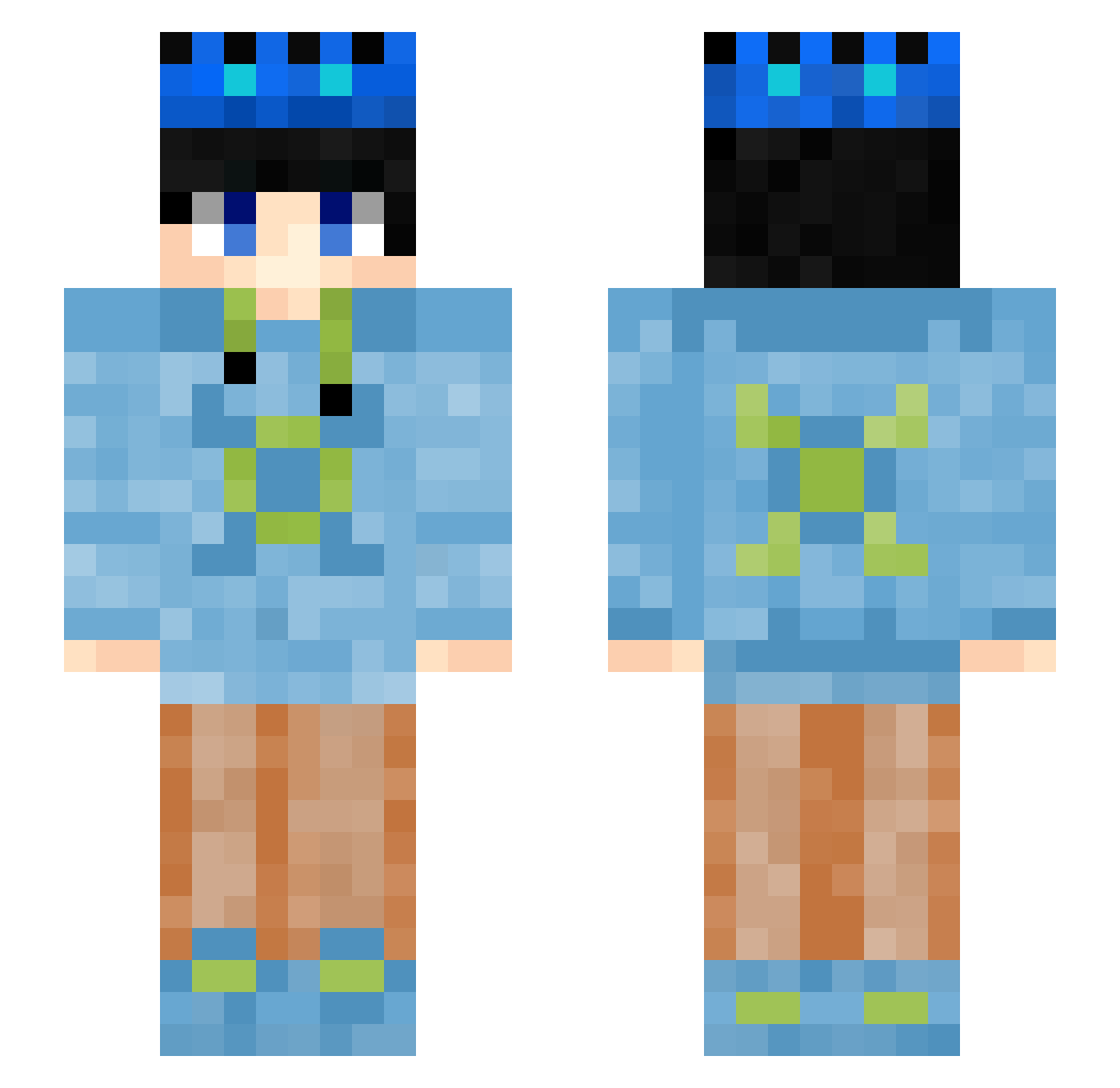 Realnasu Minecraft skin, front and back view