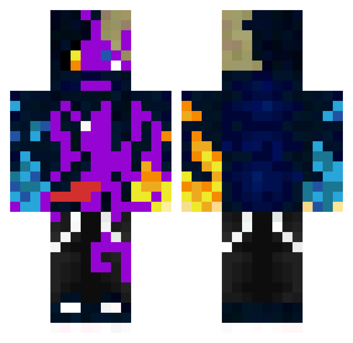 tomicat Minecraft skin, front and back view