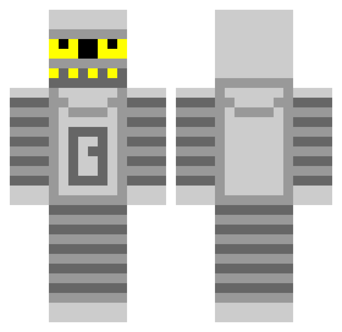 unfixed Minecraft skin, front and back view