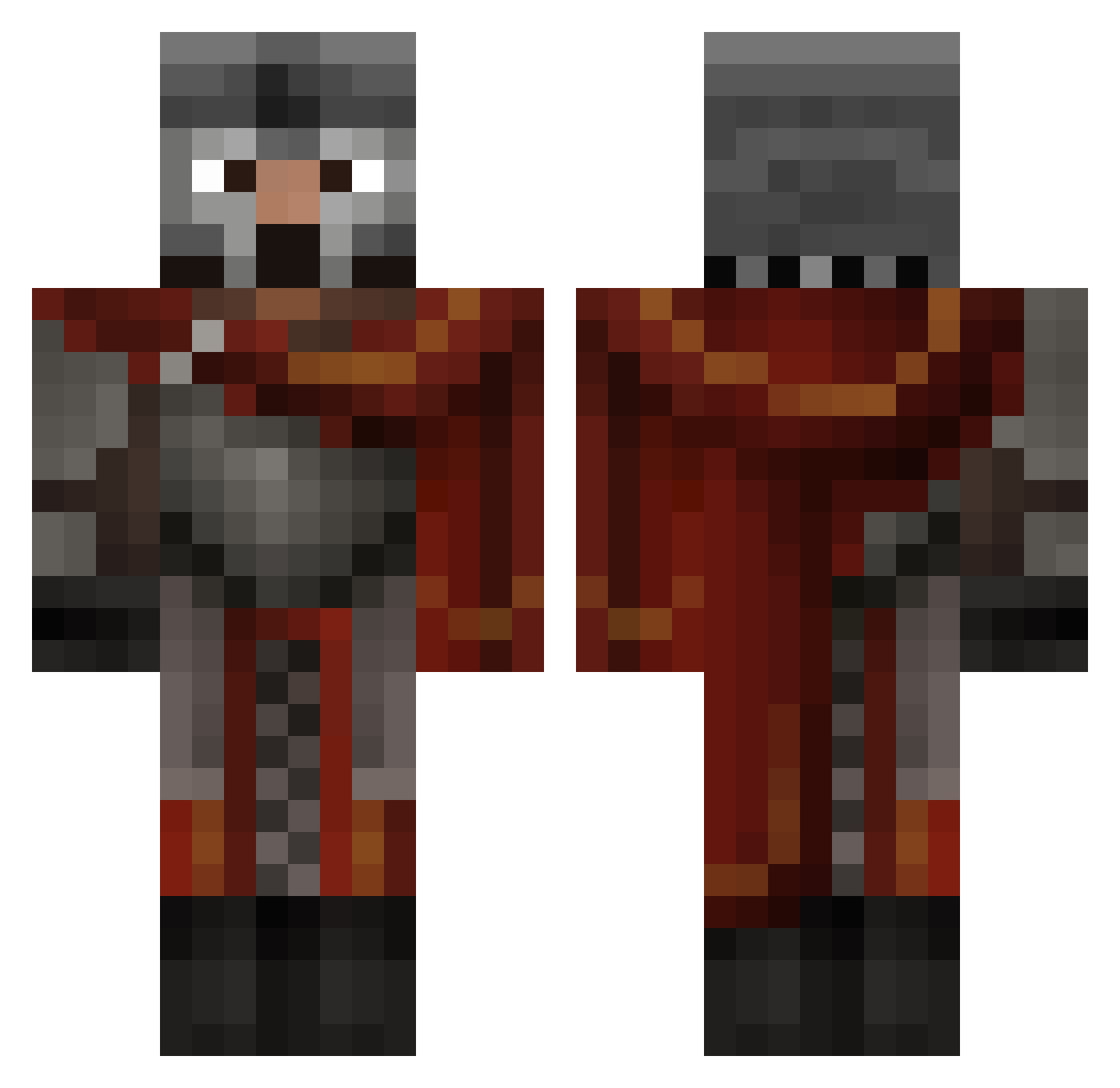 Thougtfull Minecraft skin, front and back view