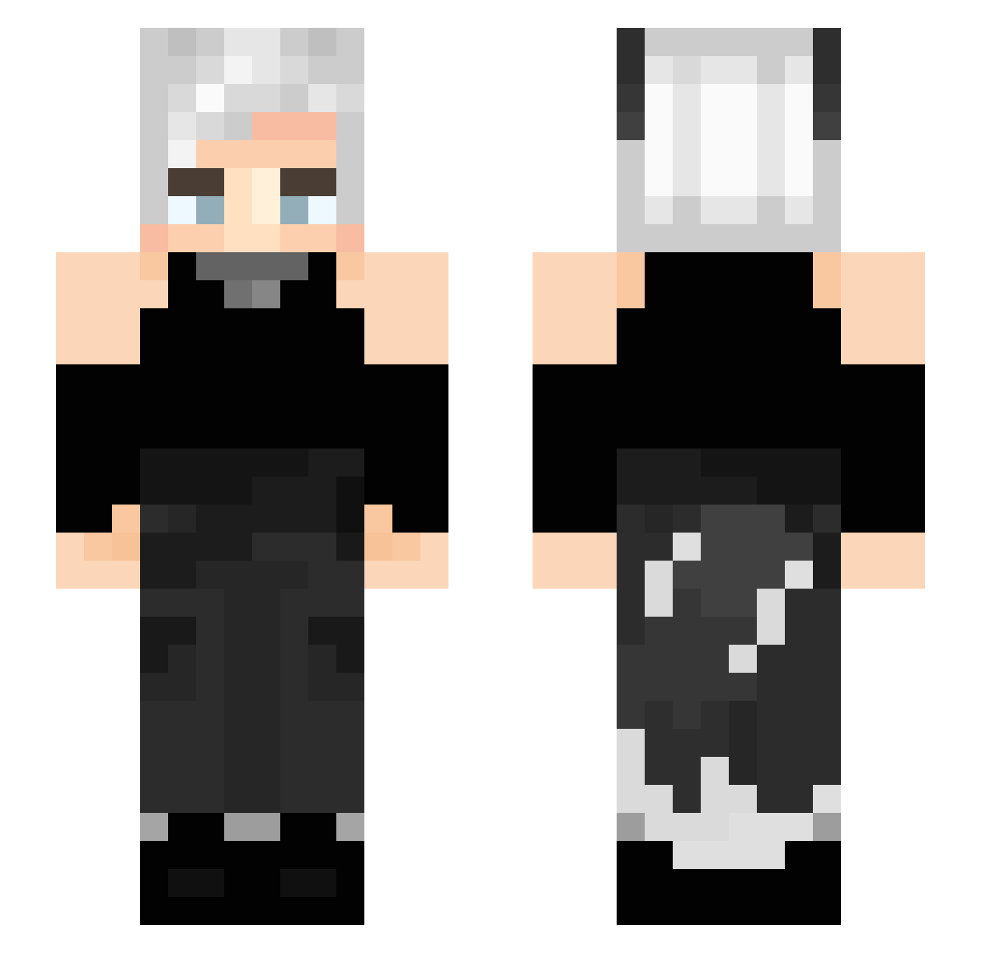 Quartz_Corvid Minecraft skin, front and back view