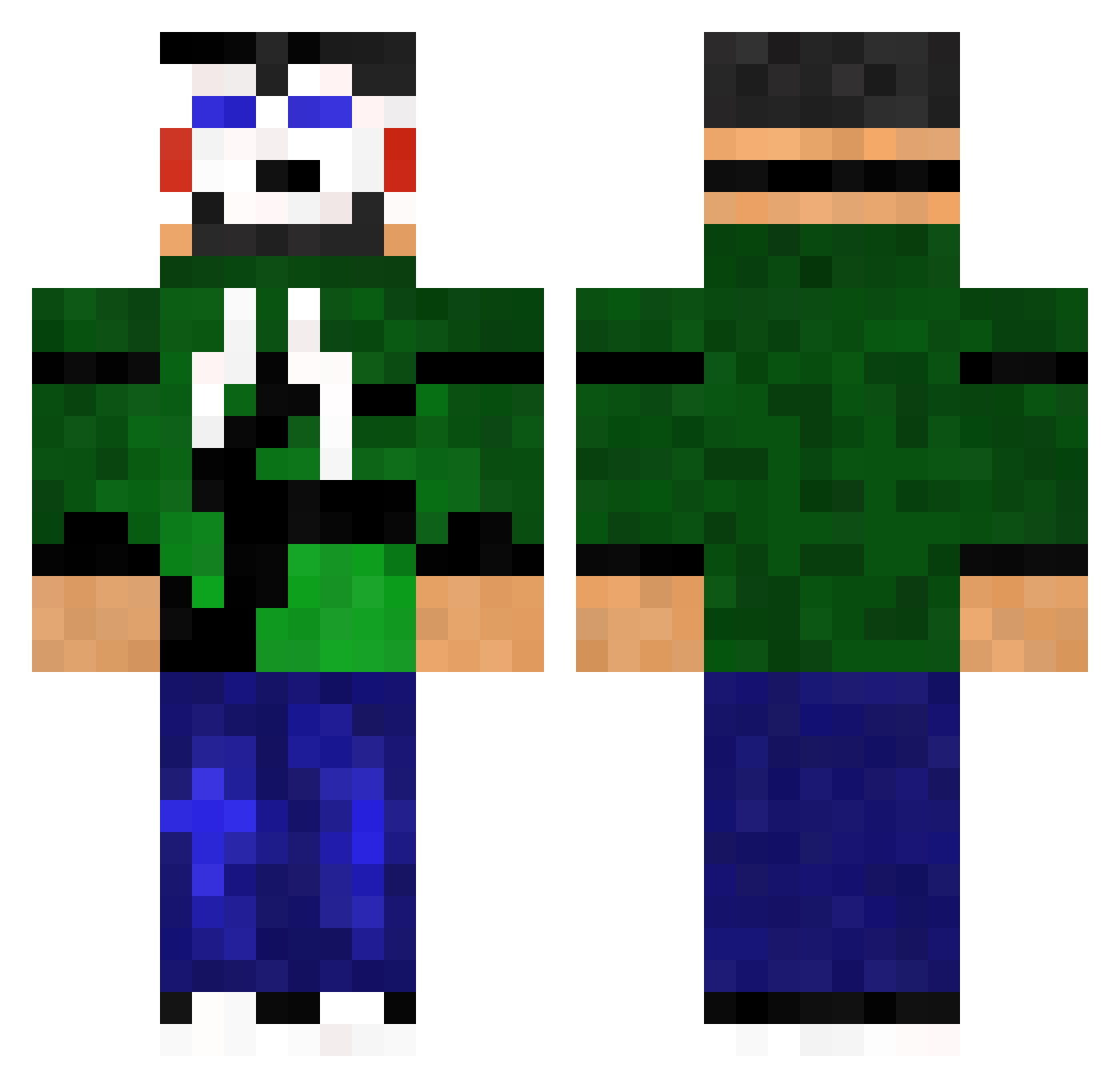 Thefaces Minecraft skin, front and back view