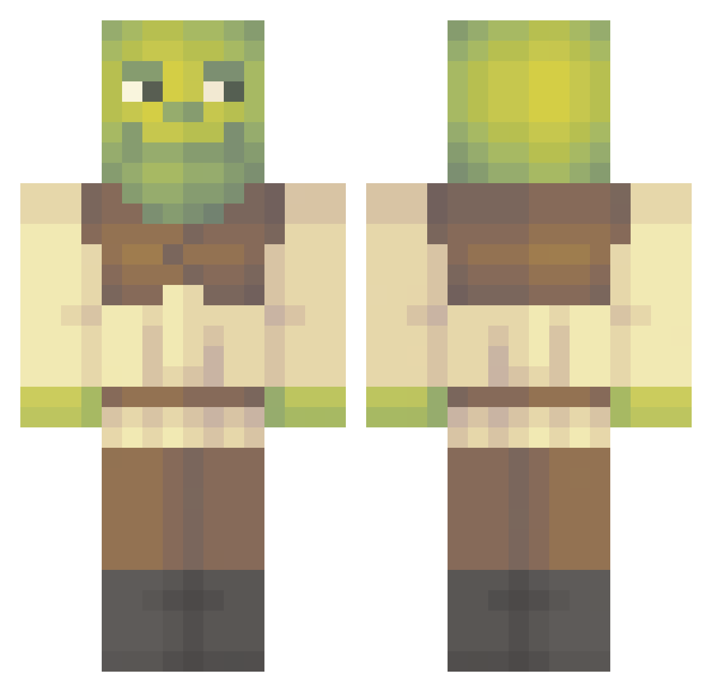 Unlocked Minecraft skin, front and back view