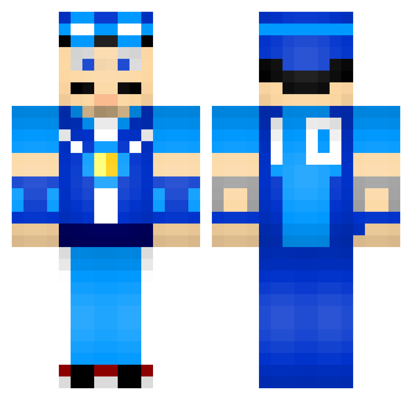 fyster Minecraft skin, front and back view