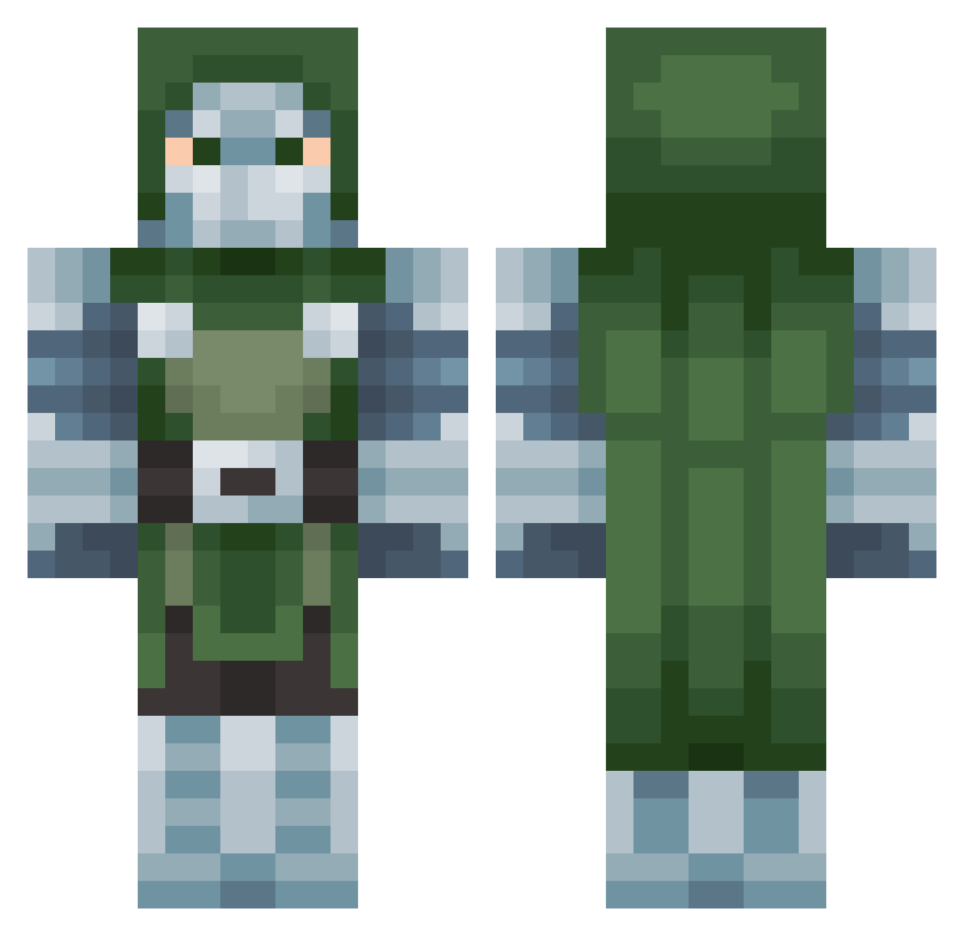 moresynx Minecraft skin, front and back view
